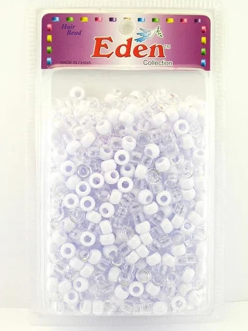 Eden Pony Braiding Hair Beads - Approx 700 Pcs. - White/Clear — CLIPRONS