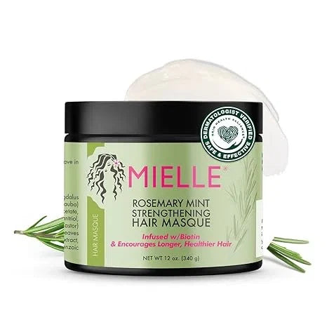 Mielle Organics Rosemary Mint Strengthening Hair Mask for Damaged Hair - Deep Conditioning Treatment Enriched with Biotin, Honey & Coconut Oil - Helps Encourage Longer, Healthier Strands (12 Oz) — CLIPRONS