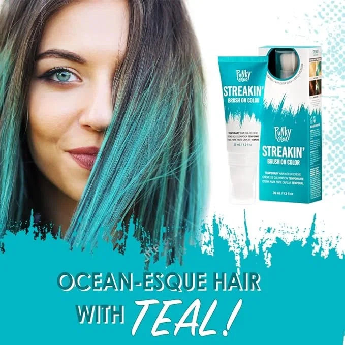Punky Colour Streaking Temporary Hair Brush Teal — CLIPRONS