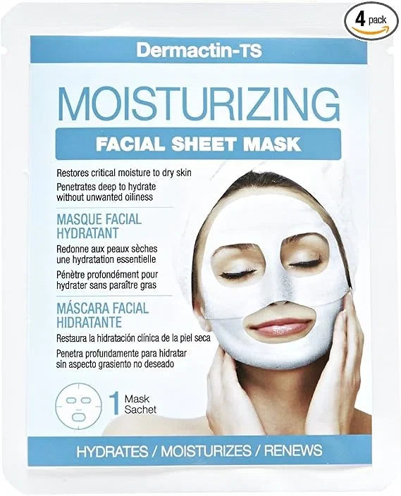 Dermactin-TS Facial Moisturizing Sheet Mask, Rehydrates Skin, Restores Critical Moisture, Penetrates Deeply To Hydrate Without Unwanted Oiliness 4-Count — CLIPRONS