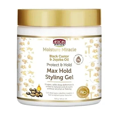 African Pride Moisture Miracle Max Hold Styling Gel with Black Castor Oil& Jojoba Oil - 18 fl oz (Pack of 2) — CLIPRONS