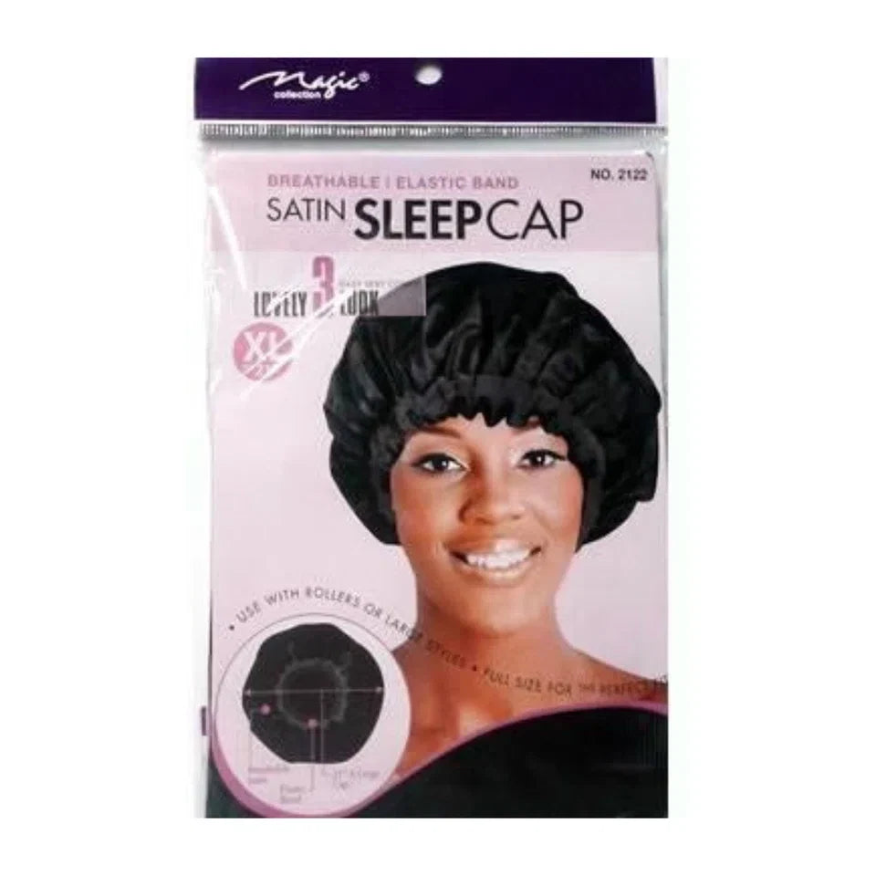 Magic Collection 20" Large Satin Sleep Cap – Black — CLIPRONS