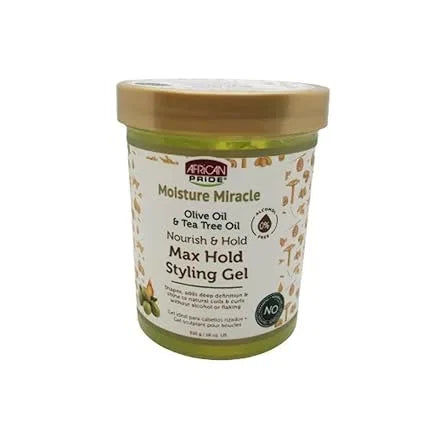 African Pride Moisture Miracle Max Hold Styling Gel with Olive Oil & Tee Tree Oil - 18 fl oz (Pack of 2) — CLIPRONS