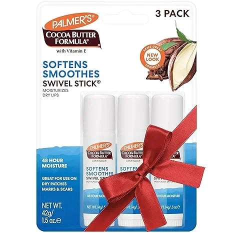 Palmer's Cocoa Butter Formula Moisturizing Swivel Stick with Vitamin E, Lip Balm Stocking Stuffer, Face & Body Moisturizer Stick, Ideal for Treating Dry Skin Patches (Pack of 3) — CLIPRONS
