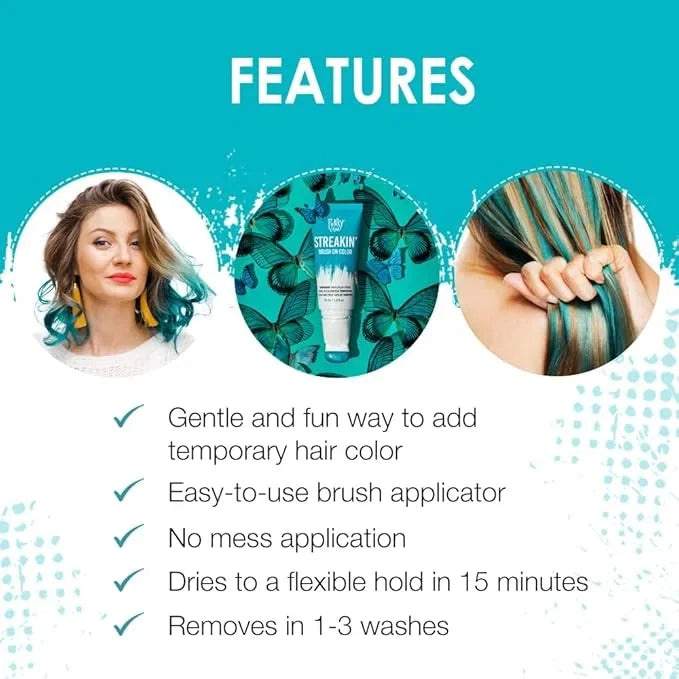 Punky Colour Streaking Temporary Hair Brush Teal — CLIPRONS