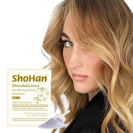 India's 1st and only APPLE frangrance ShoHan Hair and Face Bleaching Powder & Cream -MINIMUM BUY 4PC- Dust Free, Lift Up to 8 Lifts, Micro Blue for Perfect Blonde, Body Tan Removal, Gentle Cream and Highlighter DIY Kit, Blonder Powder for Men & Women (1) — CLIPRONS
