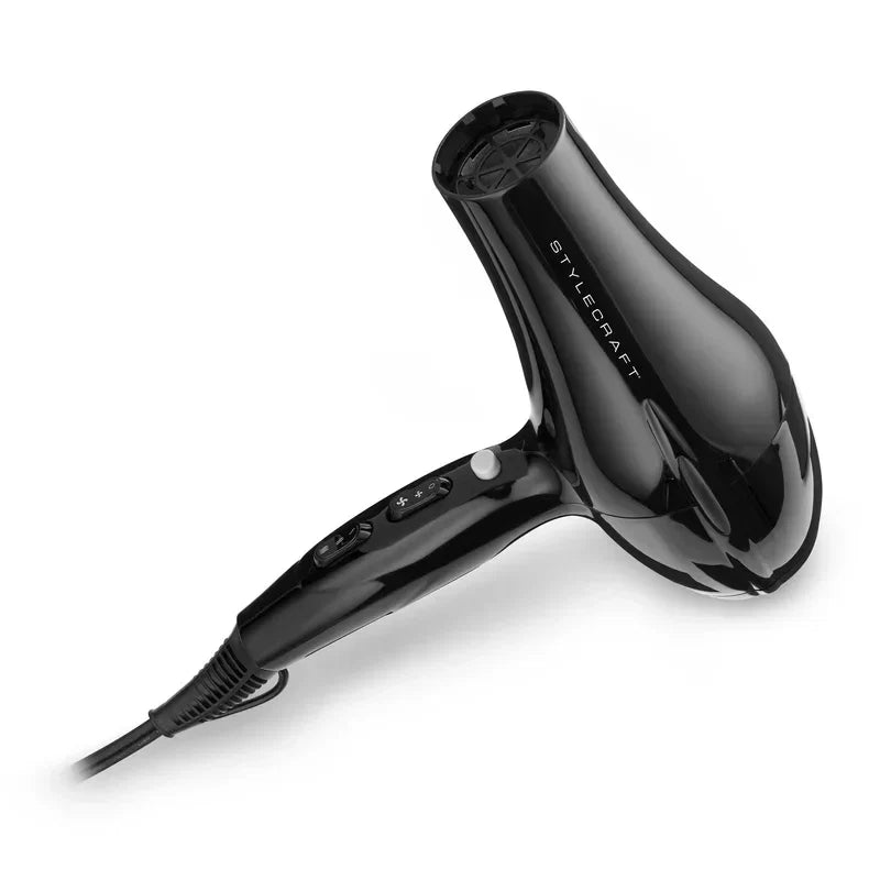 StyleCraft Stay-Temp Professional Hair Dryer with Turbo Power Motor - Black — CLIPRONS