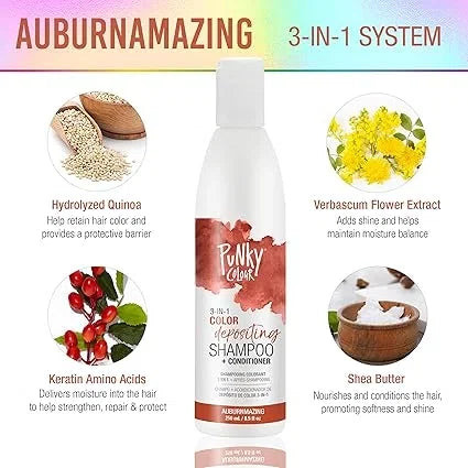 Punky 3-in-1 Color Depositing Shampoo + Conditioner Auburnmazing — CLIPRONS