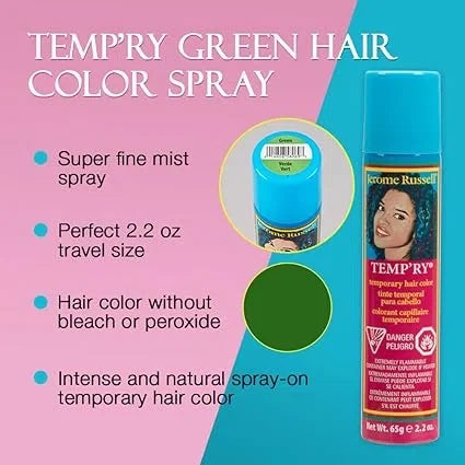Jerome Russell Temp'ry Hair Color Spray Green — CLIPRONS