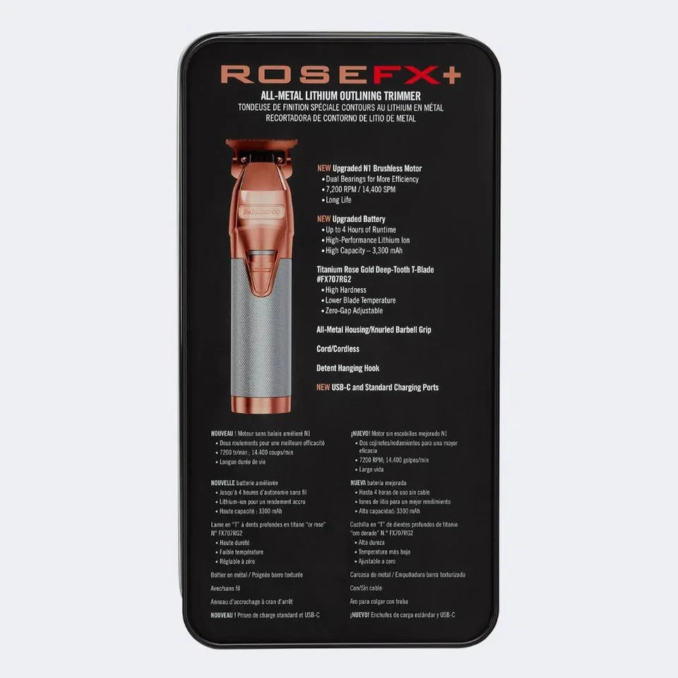BaBylissPRO ROSEFX Skel Metal Trimmer – Exposed 360° T-Blade, Cord/Cordless, 2-Hr Runtime — CLIPRONS