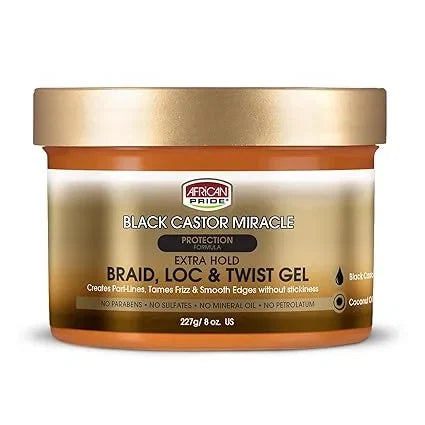 African Pride Black Castor Miracle Braid, Loc & Twist Gel - 227g — CLIPRONS