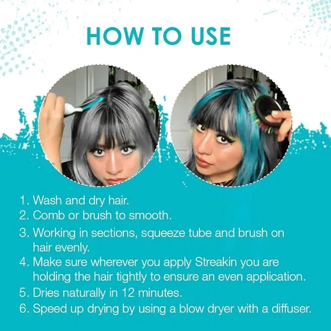 Punky Colour Streaking Temporary Hair Brush Teal — CLIPRONS