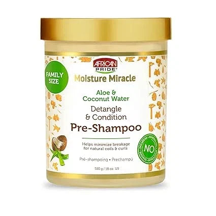 African Pride Moisture Miracle Pre-Shampoo Hair Detangler with Aloe & Coconut Water | Minimizes Breakage, Hydrates & Strengthens | Pre-Poo Treatment for Natural Coils & Curls | 18 oz. — CLIPRONS