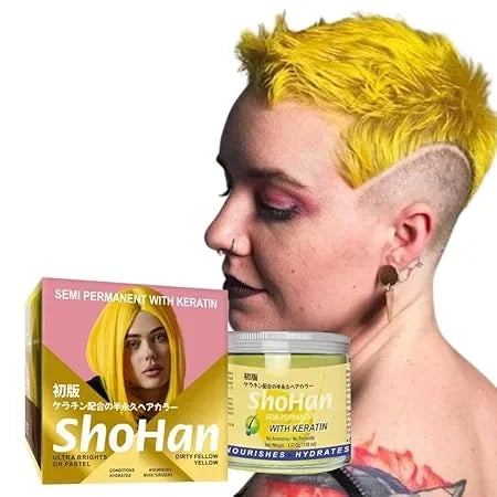 ShoHan Semi Permanent - No Ammonia, No Peroxide, No PPD Hair Color with Keratin - Soft Pastel Colors - Birds of Paradise Hair Colour - Streak - Metrix Temporary Hair Colour - Glossy Hair Tint - (Yellow Fellow, Pack of 1) — CLIPRONS
