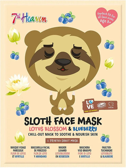 7th Heaven Sloth Face Mask – Gentle & Fun Kids Sheet Mask — CLIPRONS