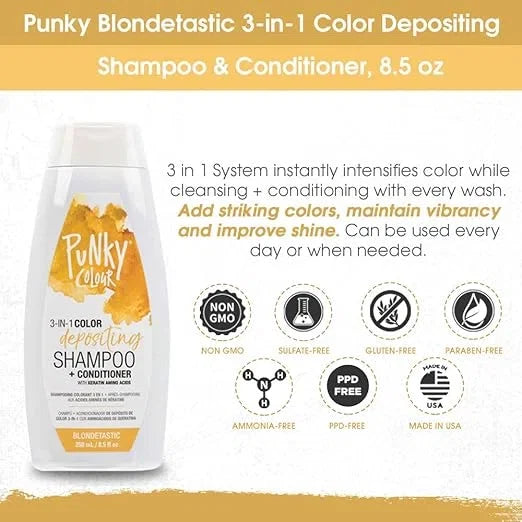Punky 3-in-1 Color Depositing Shampoo-Conditioner Blondetastic — CLIPRONS