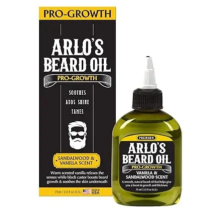 Arlo's Pro Growth Beard Oil - Vanilla Sandalwood 2.5 oz. - Promotes Beard Hair Growth — CLIPRONS