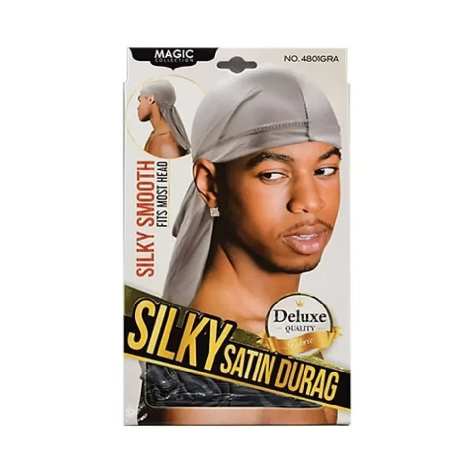 Magic Collection Silky Satin Durag – Silver — CLIPRONS