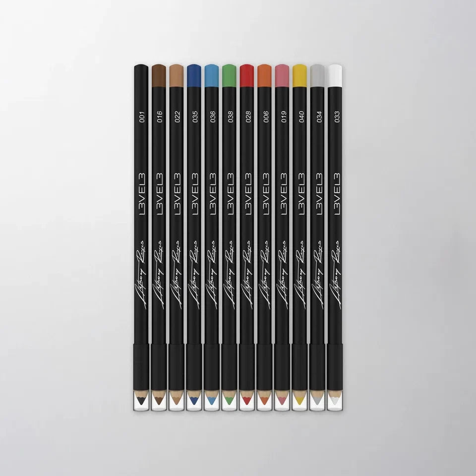L3VEL3 Color Liner Pencils - Hair Tattoo, Hairline Outliner and Design Pen - Professional Barber Engraving - Set Of 12 — CLIPRONS