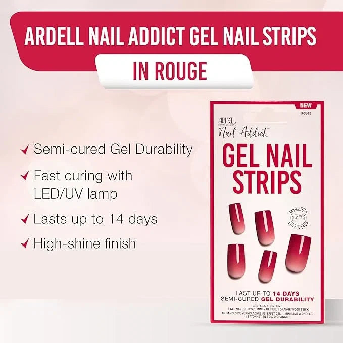 Ardell Nail Addict Gel Nail Strips Rouge — CLIPRONS
