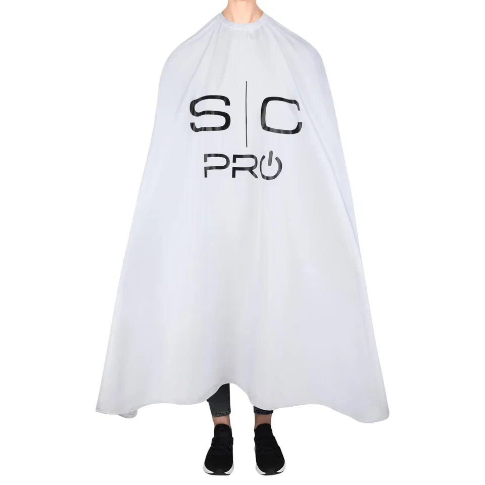 StyleCraft Waterproof Barber/Stylist Cape with Adjustable Closure - White — CLIPRONS