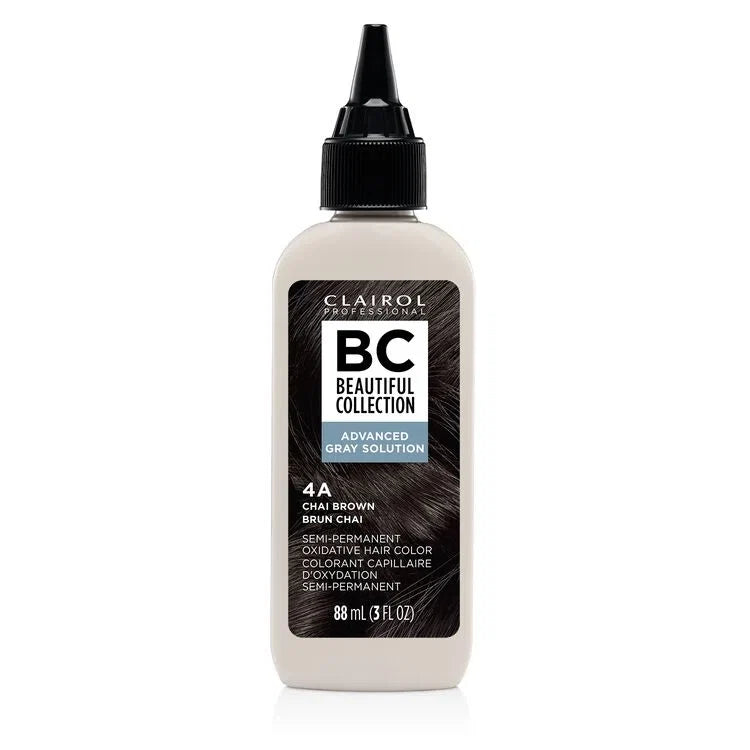 BEAUTIFUL COLLECTION HAIR GRAY SOLUTION SEMI-PERMANENT 4A CHAI BROWN 2PACK 3oz — CLIPRONS