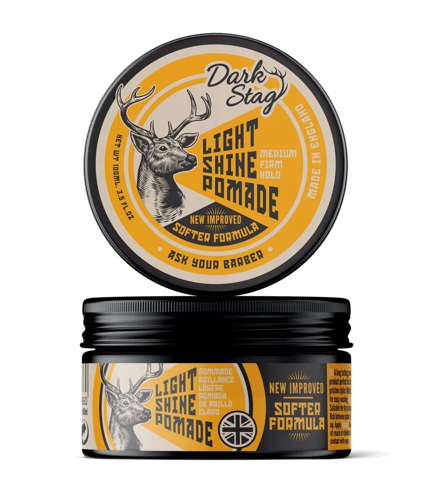 Dark Stag Light Shine Pomade, Medium Hold Hair Pomade For Men, Water Based Easy to Wash Hair Pomade, Sleek Traditional Styles, 100ml / 3.5oz — CLIPRONS
