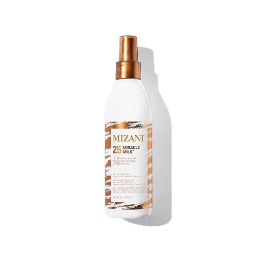 Mizani 25 Benefit Miracle Milk - Leave in Conditioner for Curly Hair, With Coconut Oil, Curl Detangler Spray, Anti Frizz Heat Protectant, No Drying Alcohols, Paraben-Free — CLIPRONS