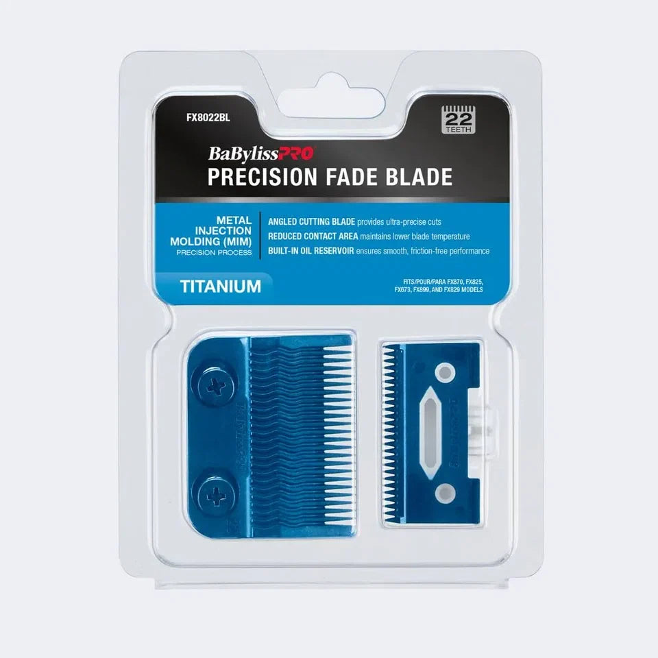 BaBylissPRO Precision Fade Blade Blue Titanium Metal-Injection Molded (MIM) (22 teeth) — CLIPRONS