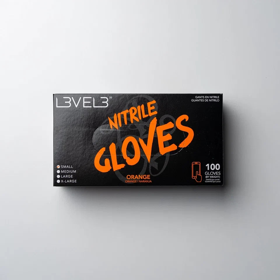 L3VEL3 Nitrile Disposable Gloves - Medium - Box of 100 (Orange) — CLIPRONS