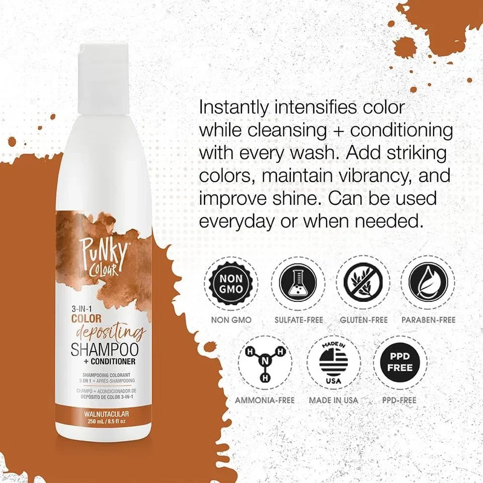 Punky 3-in-1 Color Depositing Shampoo + Conditioner Walnutacular — CLIPRONS