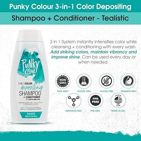 Punky 3-in-1 Color Depositing Shampoo,Conditioner Tealistic — CLIPRONS