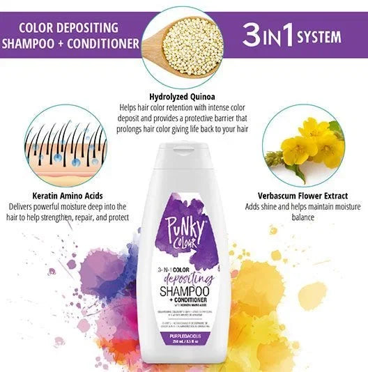 Punky 3-in-1 Color Depositing Shampoo-Conditioner Purpledacious — CLIPRONS